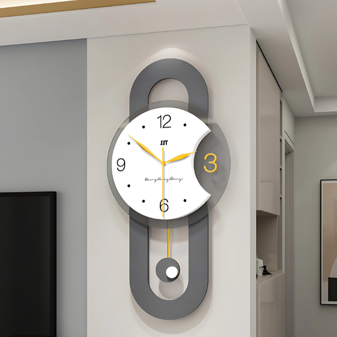 Large Wall Clock for Living Room Decor Decoartive Modern Pendulum Wall Clock Battery Operated for Bedroom Kitchen Office Home