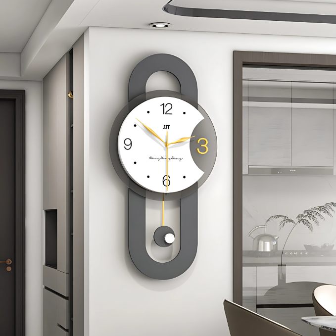 Large Wall Clock for Living Room Decor Decoartive Modern Pendulum Wall Clock Battery Operated for Bedroom Kitchen Office Home