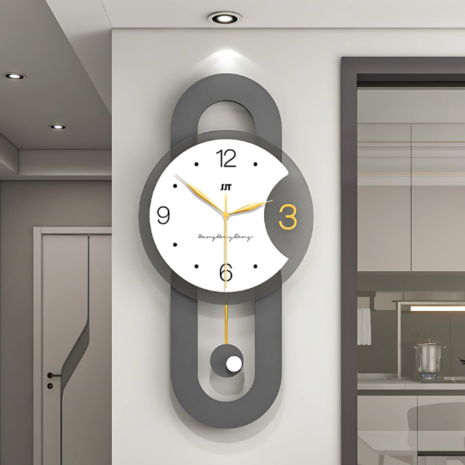 Large Wall Clock for Living Room Decor Decoartive Modern Pendulum Wall Clock Battery Operated for Bedroom Kitchen Office Home