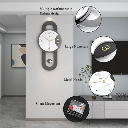 Large Wall Clock for Living Room Decor Decoartive Modern Pendulum Wall Clock Battery Operated for Bedroom Kitchen Office Home